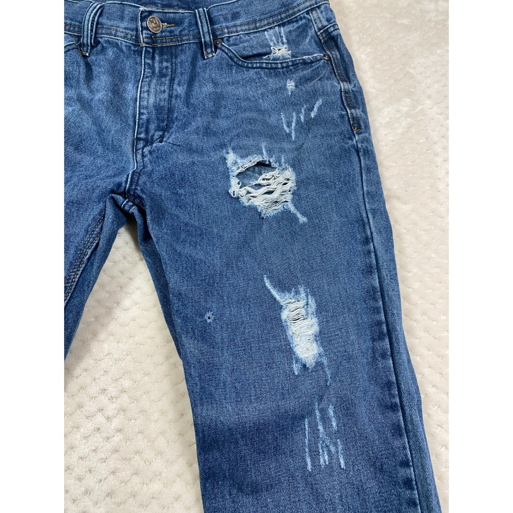 CJ Black Premium Denim Distressed Jeans Relaxed Straight Blue Mens 34x34